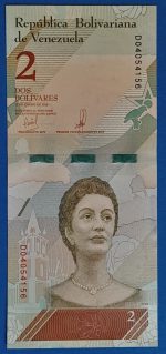 2018.   2 Bolívares UNC