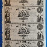 1852. 1 Forint UNC Kossuth ezüst 1 Forint ív A-B-C-D