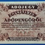 1946. 100.000    Adópengő EF fehér papíron - sorszám nélkül