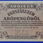 1946. 100.000   Adópengő F+ vízjeles papíron - sorszám nélkül