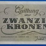 1943.  20 Kronen AUNC Theresienstadt Getto