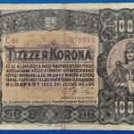 1923. 10.000 Korona F "kis alakú" Orell Füssli nyomdahely jelöléssel