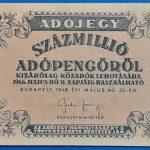 1946. 100.000.000  Adópengő EF fehér papíron
