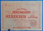 1946. 100.000   Adópengő VG+, vízjeles papíron