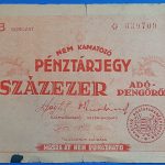 1946. 100.000   Adópengő VG+, vízjeles papíron