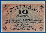 1920.   10 fillér UNC "METRO" vízmérőgyár RT - Image 2