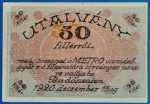 1920.   50 fillér UNC "METRO" vízmérőgyár RT - Image 2