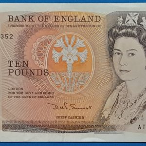 Brit 10 fontos bankjegy előoldala - II. Erzsébet királynő