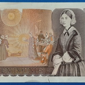 Brit 10 fontos bankjegy hátoldala - Florence Nightingale portréja