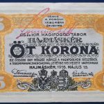 Hajmáskér  1916. 5 Korona VF Oberst H. WEIGL felülbélyegzéssel