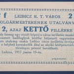 Leibicz 1916. 2 Fillér UNC sorszám és aláírás nélküli