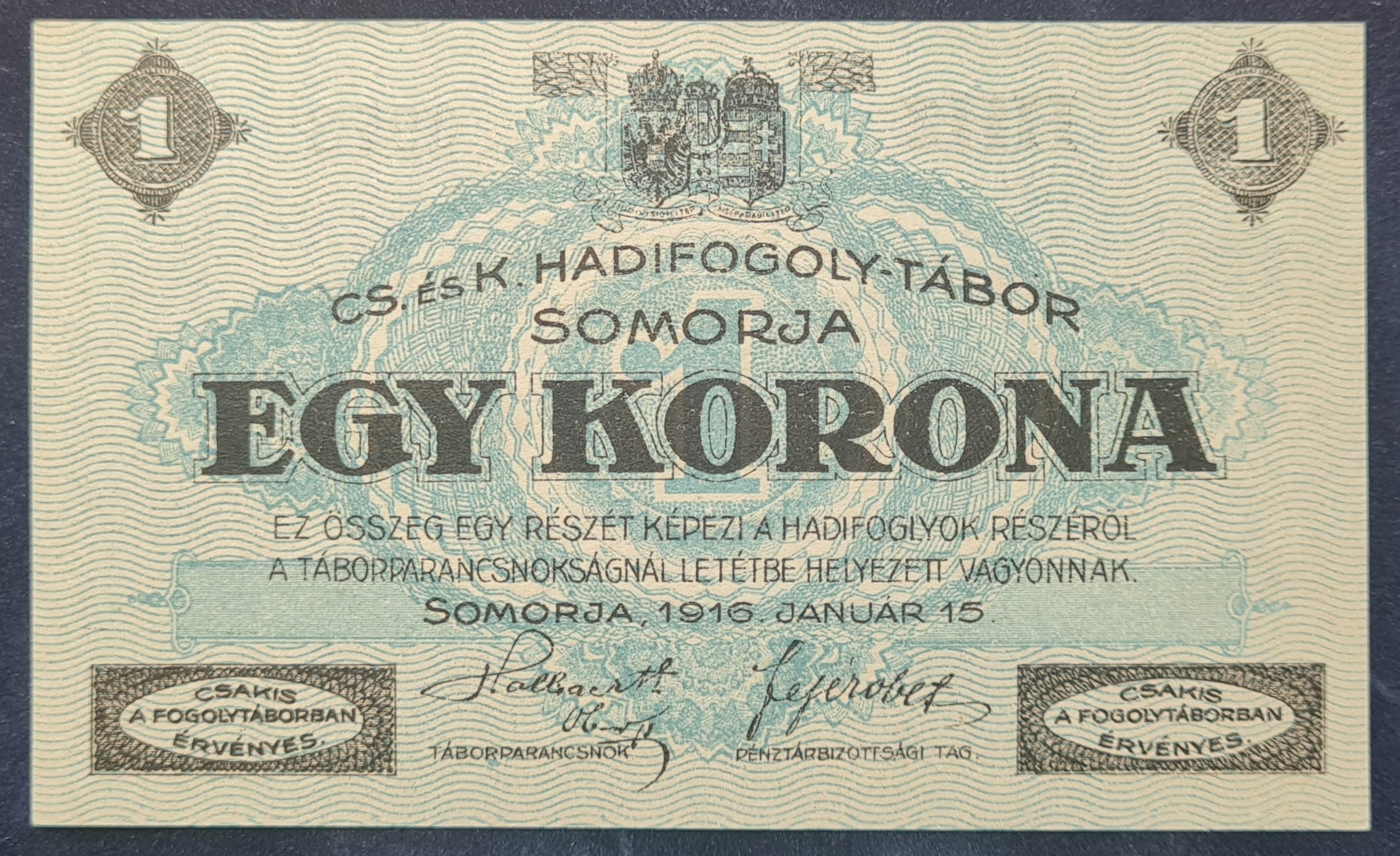 BB0063-1 Somorja 1916. 1 Korona UNC - Image 1