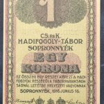 Sopronnyék 1916. 1 Korona UNC kemény papíron