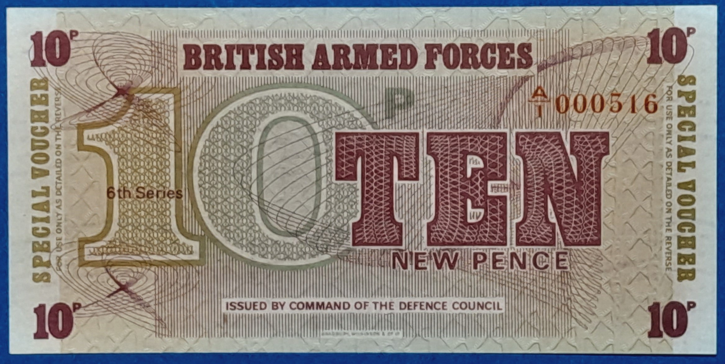 BM0085-1 Brit katonai 10 pence utalvány előoldala - Armed Forces Special Voucher
