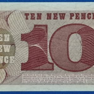 Brit katonai 10 pence utalvány hátoldala