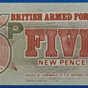 Brit katonai 5 pence utalvány előoldala - Armed Forces Special Voucher