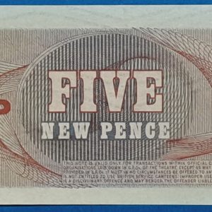Brit katonai 5 pence utalvány hátoldala