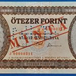 5.000 Forint UNC "MINTA" perforációval, J betűjel előoldal