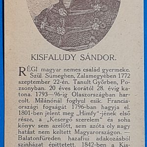 Kisfaludy Sándor számolócédula GOTTO NUMIZMATIKA