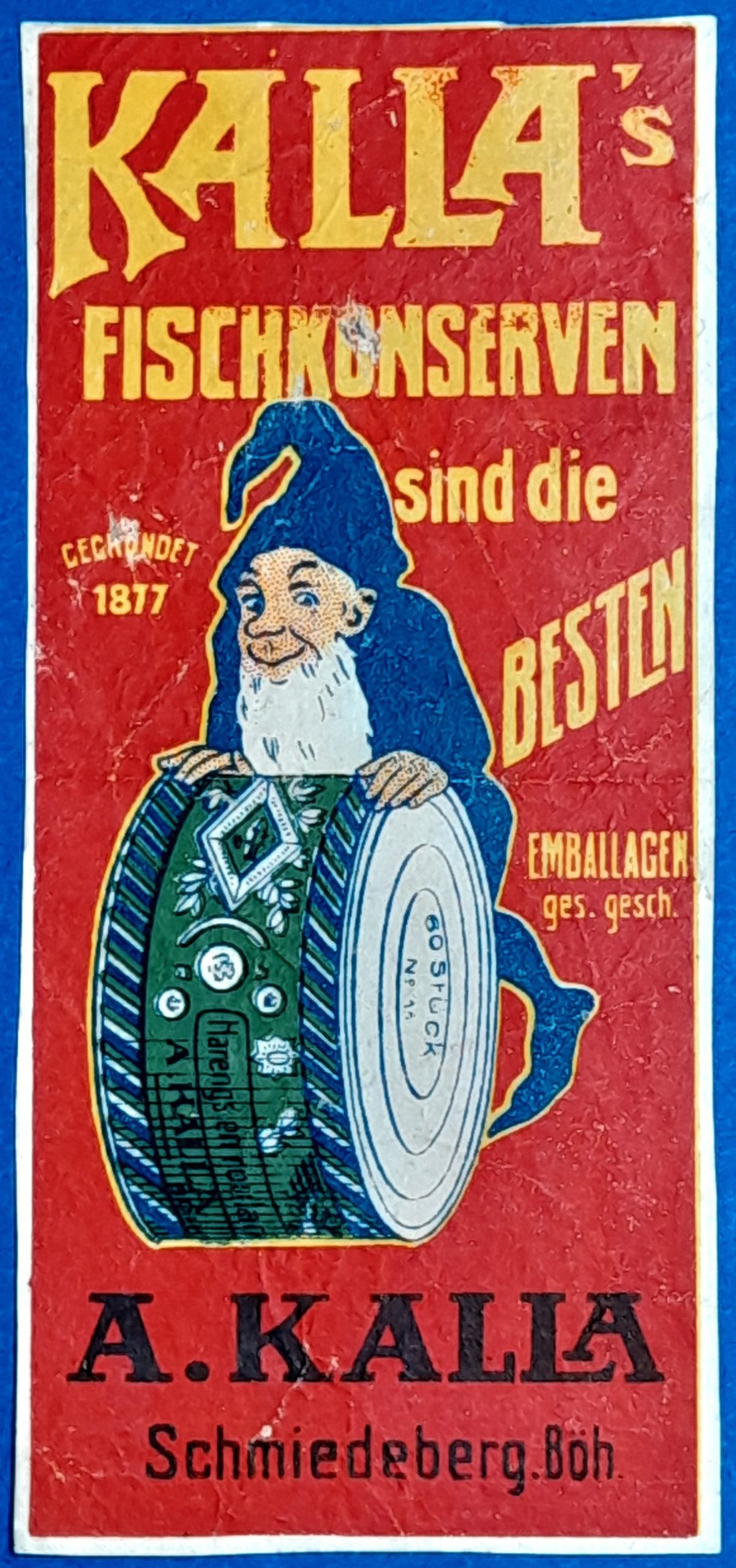 BM0809-1 "Kalla's Fischkonserven" számolócédula Schmiedebergből GOTTO