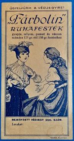 "Fárbolin" ruhafesték - Antik magyar számolócédula reklám  GOTTO