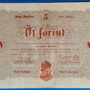 Kossuth-bankó 5 Forint (1848) – Piros nyomatos változat GOTTO