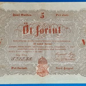 5 Forint 1848 - Kossuth-bankó (piros nyomattal) GOTTO NUMIZMATIKA