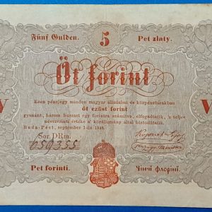 Kossuth-bankó 5 Forint (1848) – Piros nyomatos változat GOTTO