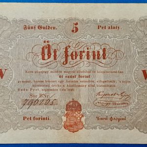 Kossuth-bankó 5 Forint (1848) – Piros nyomatos változat GOTTO
