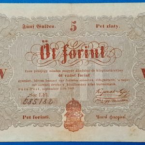 Kossuth-bankó 5 Forint (1848) – Piros nyomatos változat GOTTO