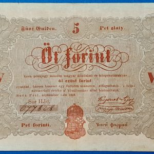 Kossuth-bankó 5 Forint (1848) – Piros nyomatos változat GOTTO