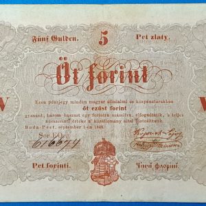 Kossuth-bankó 5 Forint (1848) – Piros nyomatos változat GOTTO