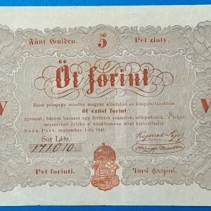 Kossuth-bankó 5 Forint (1848) – Piros nyomatos változat GOTTO