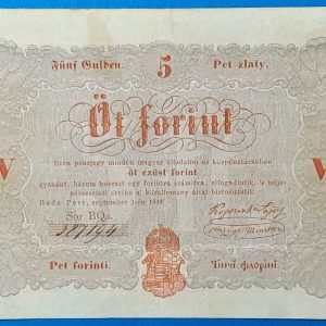 Kossuth-bankó 5 Forint (1848) – Piros nyomatos változat GOTTO