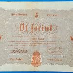 Kossuth-bankó 5 Forint (1848) – Piros nyomatos változat GOTTO