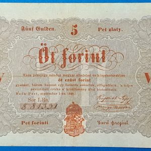 Kossuth-bankó 5 Forint (1848) – Piros nyomatos változat GOTTO