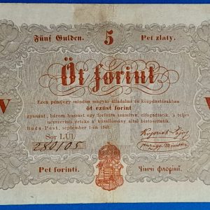 Kossuth 5 Forint 1848. szeptember 1. – Ritka magyar papírpénz GOTTO