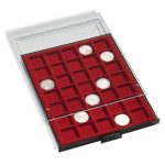 Leuchtturm: Érmedoboz 48 négyzet alakú rekesz 30 mm füst színű