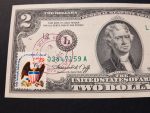 1976. 2 Dollár UNC San Fransiscoi kiadás - Neff & Simon aláírásával - Bélyeggel , felülbélyegzéssel,  2 db sorszámkövető - Image 2