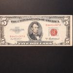 1953. 5 Dollár VF-  Piros pecséttel