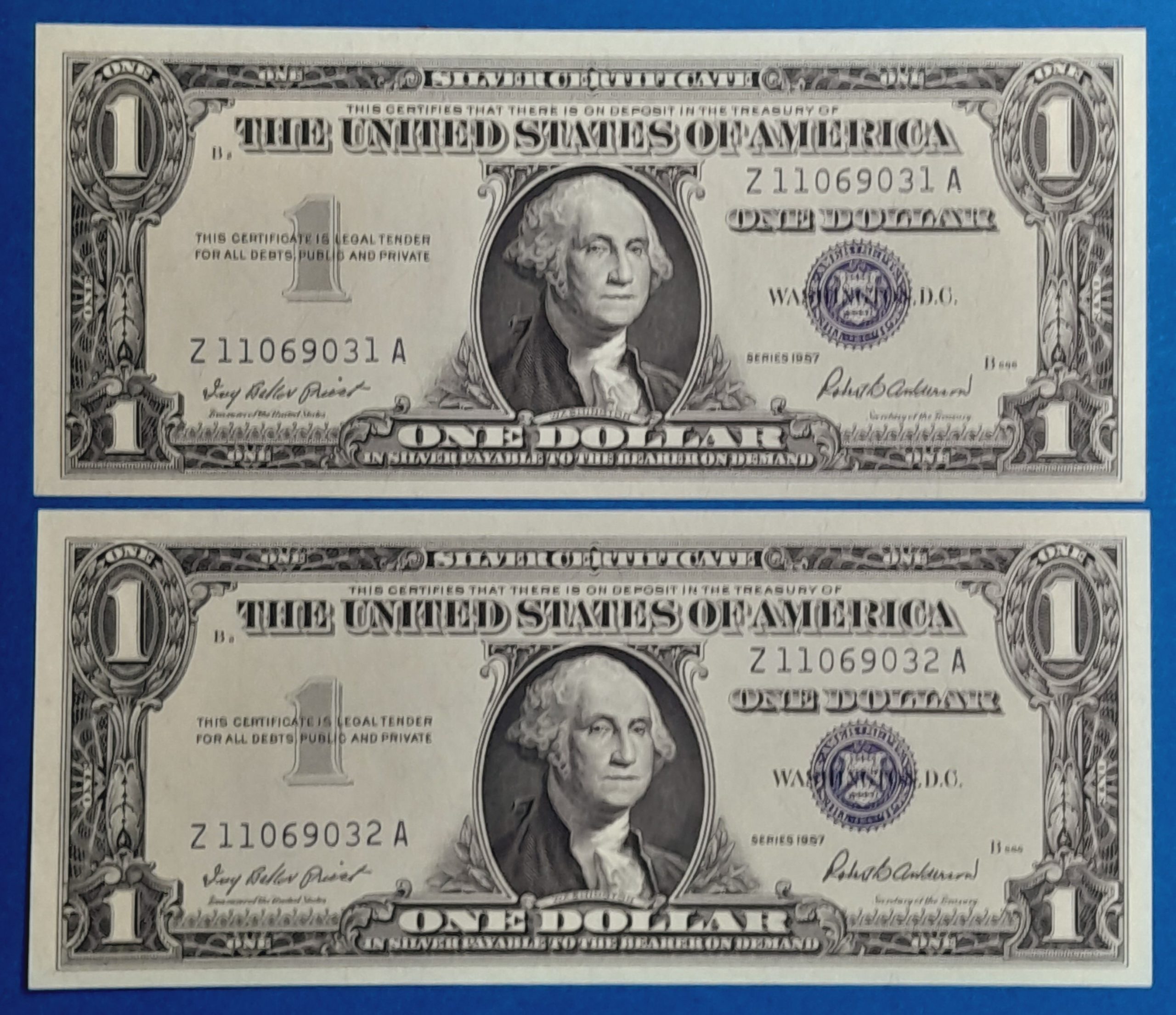 385-1 1957. 1 Dollár UNC Sorszámkövető Kék pecséttel - Image 1