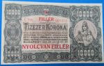 1923. 10.000 Korona  VF "Nyolcan fillér" felülbélyegzéssel, "kis alakú" nyomdahely nélküli