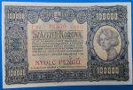 1923. 100.000 Korona VF, Orell-Füssli Pénzjegynyomda, "Nyolc pengő" felülbélyegzéssel,