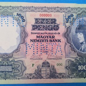 1927-es 1000 pengős minta bankjegy eladó