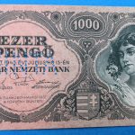 1945.    1.000 Pengő AUNC "MINTA" perforációval, sorszám nélkül