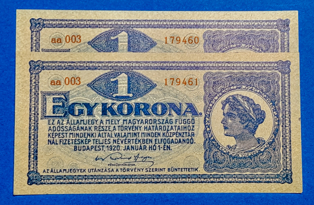 B0048-1 1920. 1 Korona UNC Sorszámkövető - Image 1