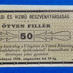 1920.   50 fillér  UNC Világítási és Vízmű Rt