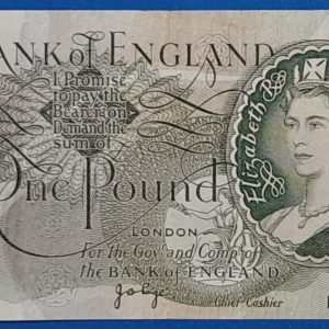 Brit 1 fontos bankjegy előoldala - II. Erzsébet királynő portréja