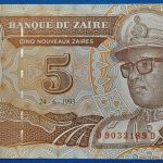 1993. 5 Nouveaux Zaïres UNC