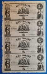 1852. 1 Forint UNC Kossuth ezüst 1 Forint ív A-B-C-D